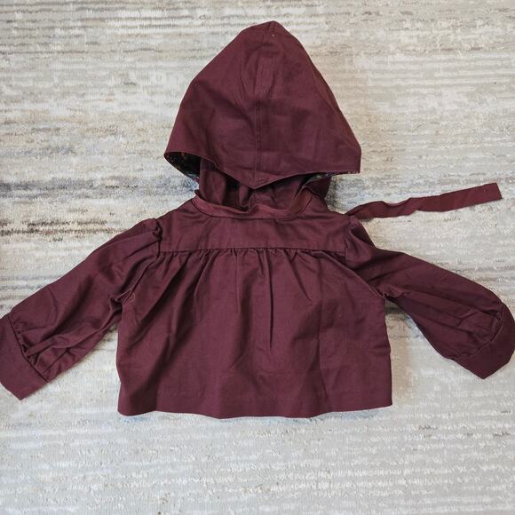 NWT Tia Cibani Bonnet Billow Jacket Crop Floral Red Riding Hood Berry Size 2 - Picture 5 of 6